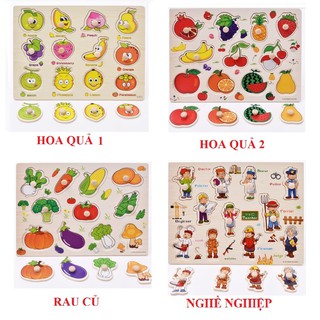 Combo 5 bộ Bảng Gỗ Ghép Hình Có Núm