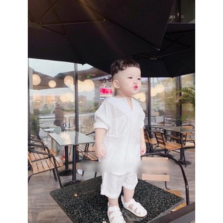 Bộ đũi trơn cổ V cho bé trai