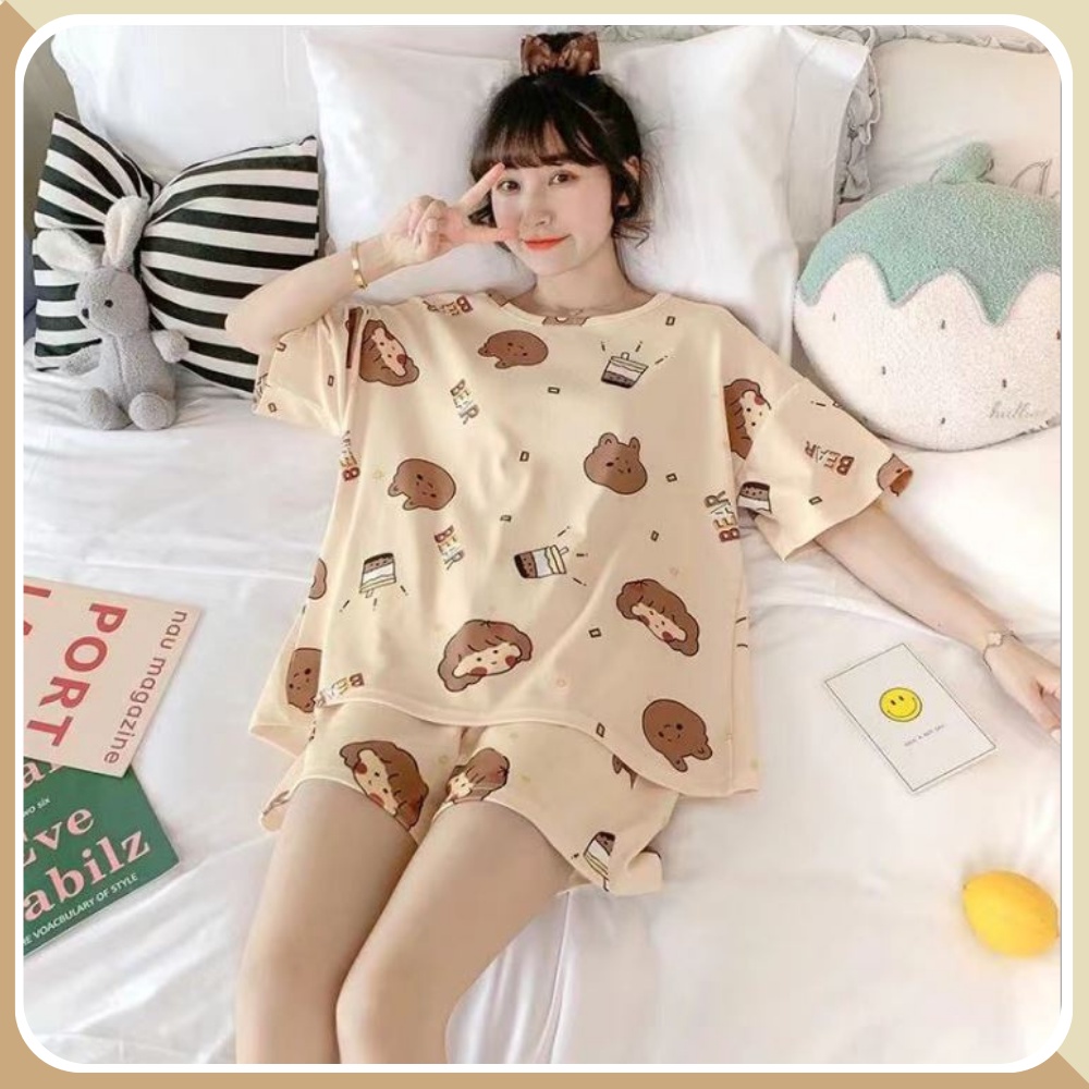 Bộ đồ ngủ nữ cotton dễ thương - Đồ Mặc Nhà Nữ Kiểu Dáng Hàn Quốc | BigBuy360 - bigbuy360.vn