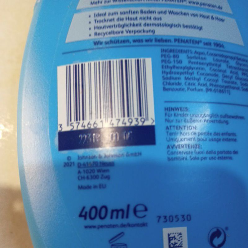 SỮA TẮM GỘI CHỐNG CẢM 2-1 PENATEN BABY 400ML - ĐỨC
