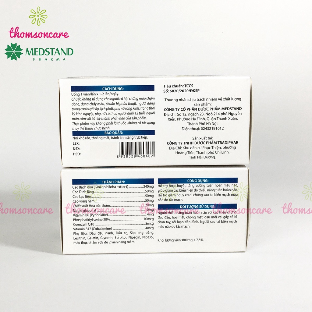 Giảm tiền đình Ginkcemax bổ não, phòng tai biến từ coenzym q10, cao lạc tiên, đinh lăng Hộp 60 viên
