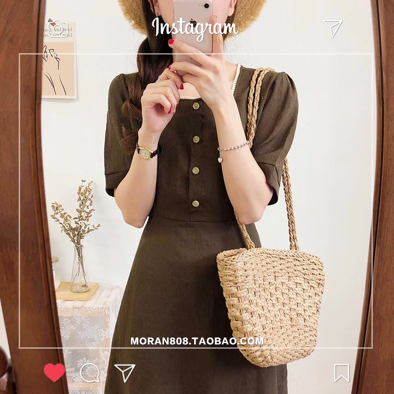 Váy MORAN dáng dài cổ vuông Vintage Hàn Quốc (ORDER) | BigBuy360 - bigbuy360.vn