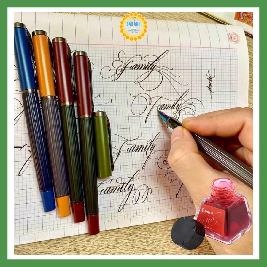 Bút máy Viết Chữ Đẹp ouguwen 877 ngòi lá tre tự tạo nét thanh net đậm "Chính Hãng"_Tặng ngòi lá tre Calligraphy
