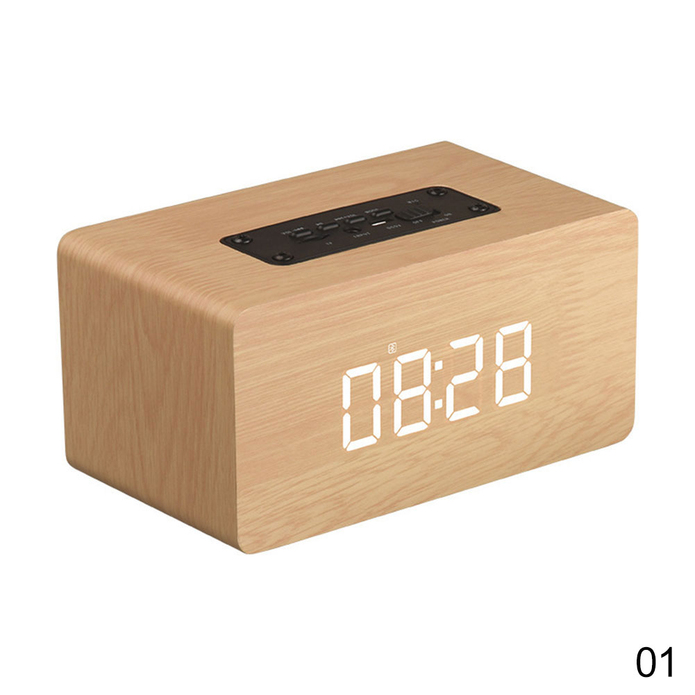 Phiên bản đồng hồ W5 Loa kép Bluetooth Thẻ gỗ đa chức năng với màn hình âm thanh đồng hồ báo thức