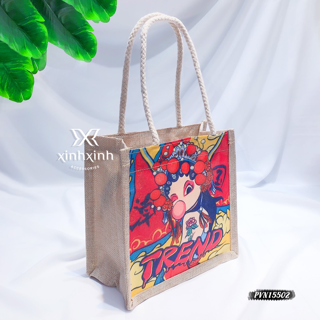 Túi tote cói đi biển mini XinhXinh Accessories phong cách Hàn Hottrend Hè 2021, túi vải thời trang