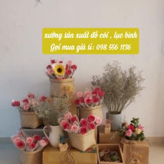 Chậu trồng cây bằng cói(Giỏ cói vuông trồng cây)