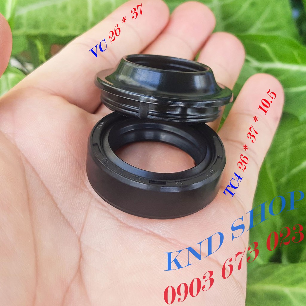 Phốt phuộc trước, phụ tùng xe máy loại vòng đệm cao su TC4 26*37*10.5 một lò xo, chắn dầu nhớt cho Honda Dream, Wave,..