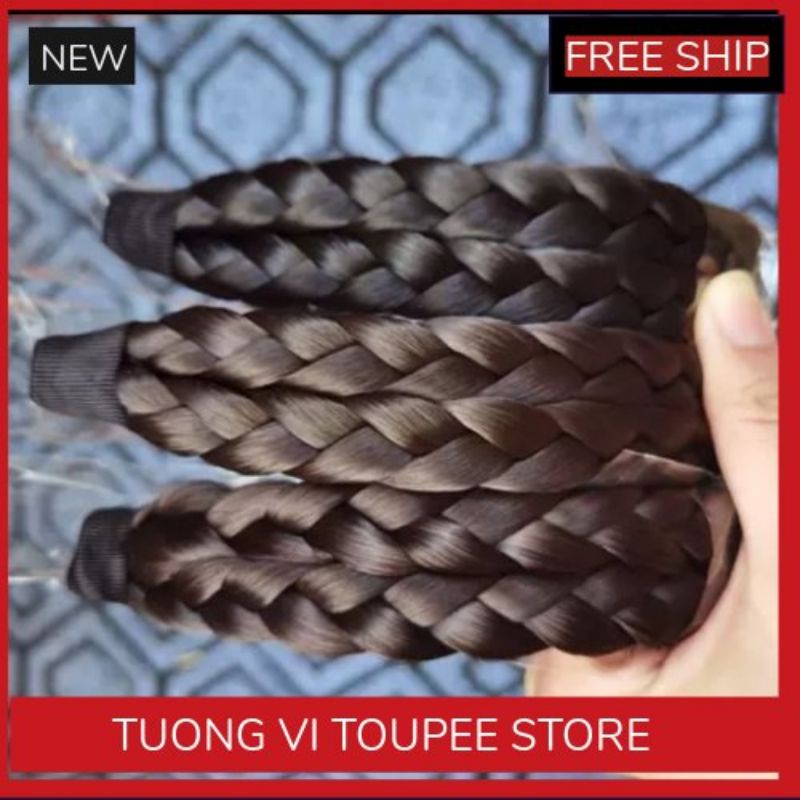 Băng Đô Tóc Giả Tết Bính Loại 3, 4cm + Thay Thế Cài Tóc Giả (Tơ Không Bóng)