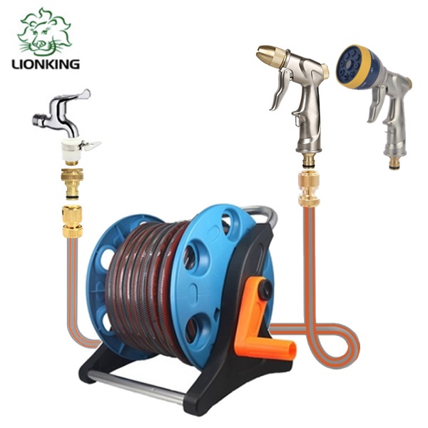 Vòi tưới cây, vòi rửa xe LIONKING từ 10-25 mét. Ống nước kết cấu 5 lớp, vòi phun kim loại, khớp nối bằng đồng