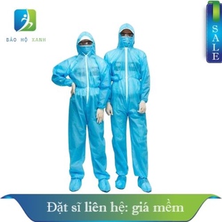 Đồ bảo hộ y tế, áo bảo hộ y tế chống dịch, đồ mặc xét nghiệm dịch bệnh - màu xanh (7 món) - Loại 43gram