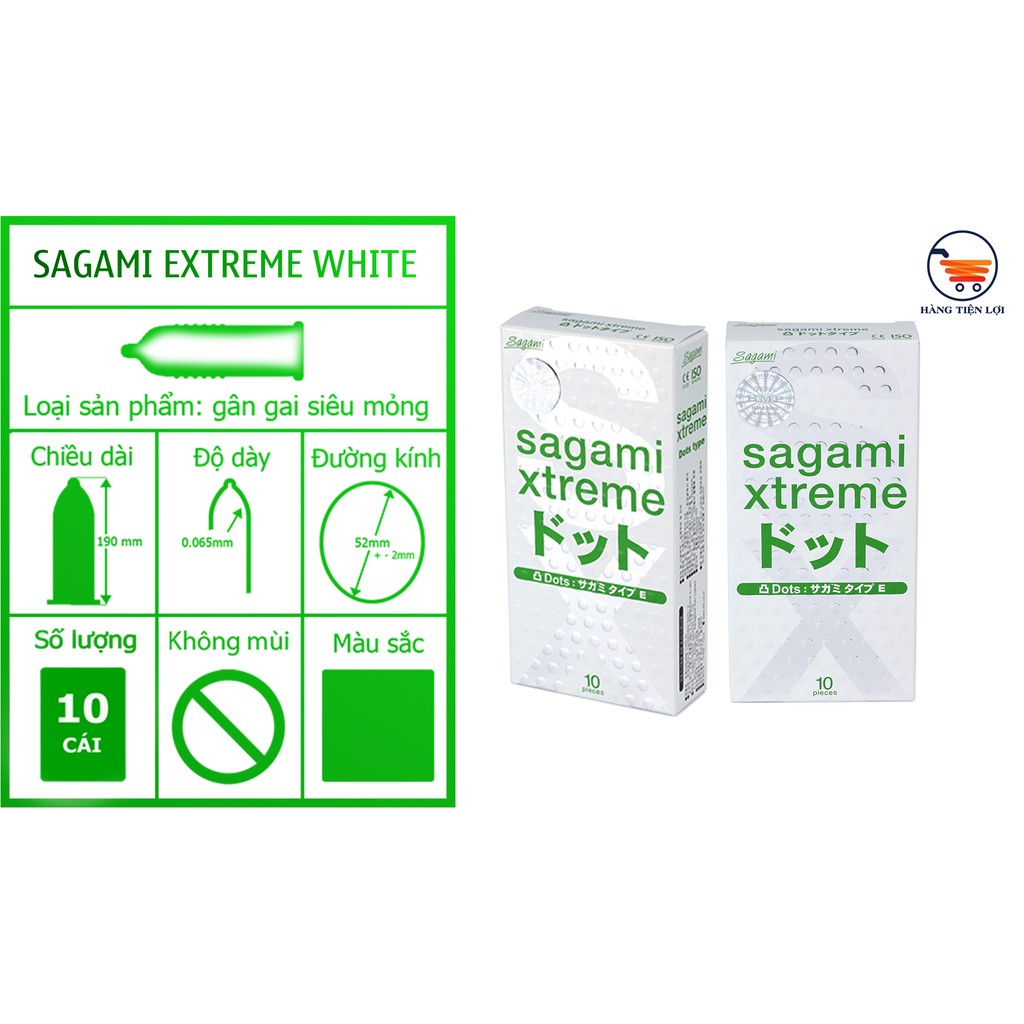 Combo 2 hộp bao cao su gân gai Sagami Extreme White 20 cái