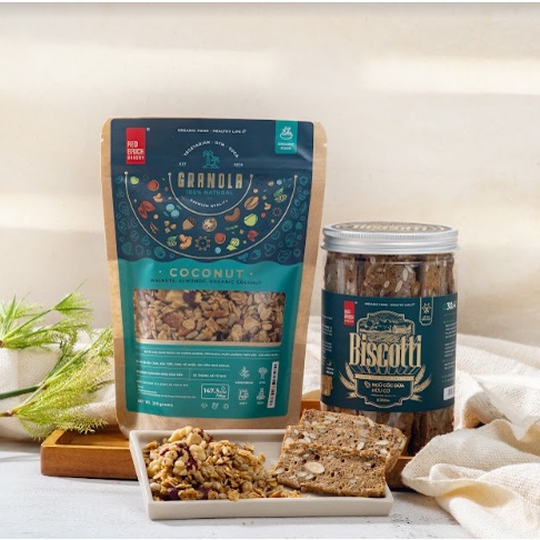 Combo Granola Cao Cấp Và Biscotti Cao Cấp 250gr Gạch Đỏ Gấp Đôi Healthy Ăn Kiêng Eatclean
