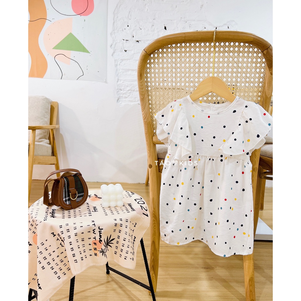 Váy, Đầm chấm bi bé gái thiết kế đơn giản sang chảnh