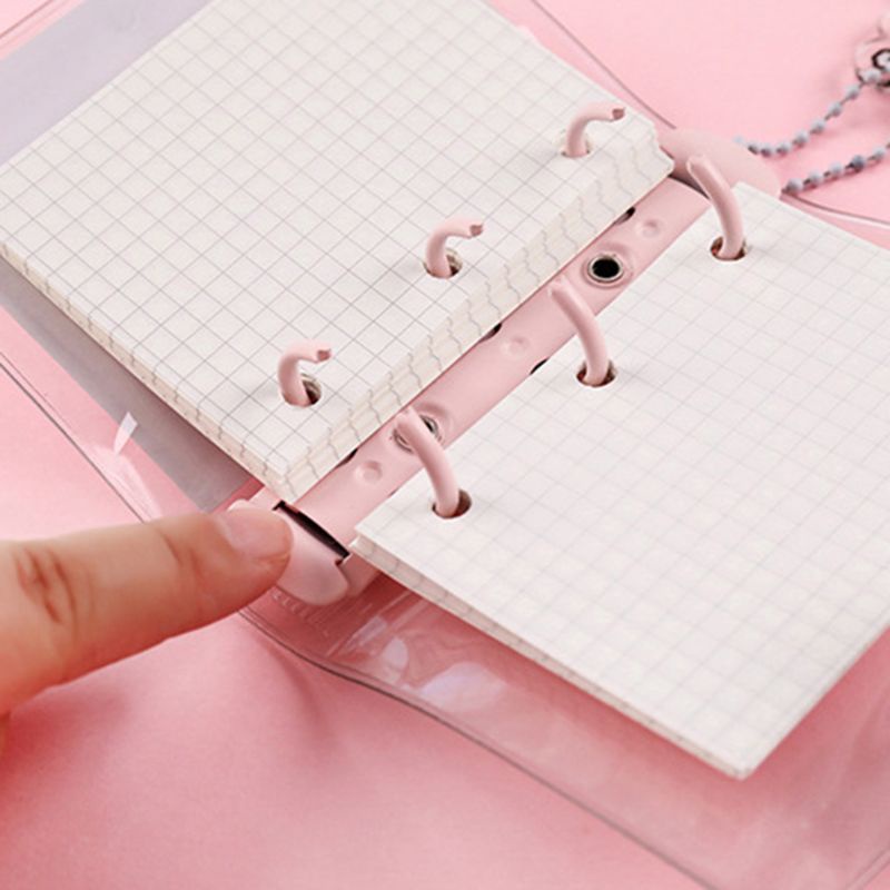Sổ Tay Ghi Chú Bỏ Túi Bằng PVC Trong Suốt 3 Lỗ Mini Tiện Dụng
