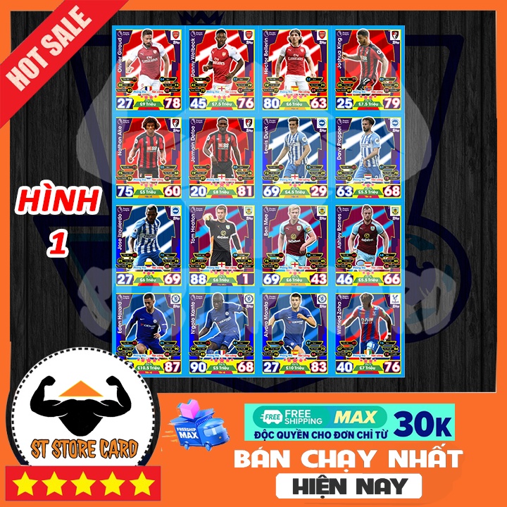 Thẻ cầu thủ Ngoại hạng Anh 2017/18 size Poca Match Attax thẻ in custom ST STORE CARD trên