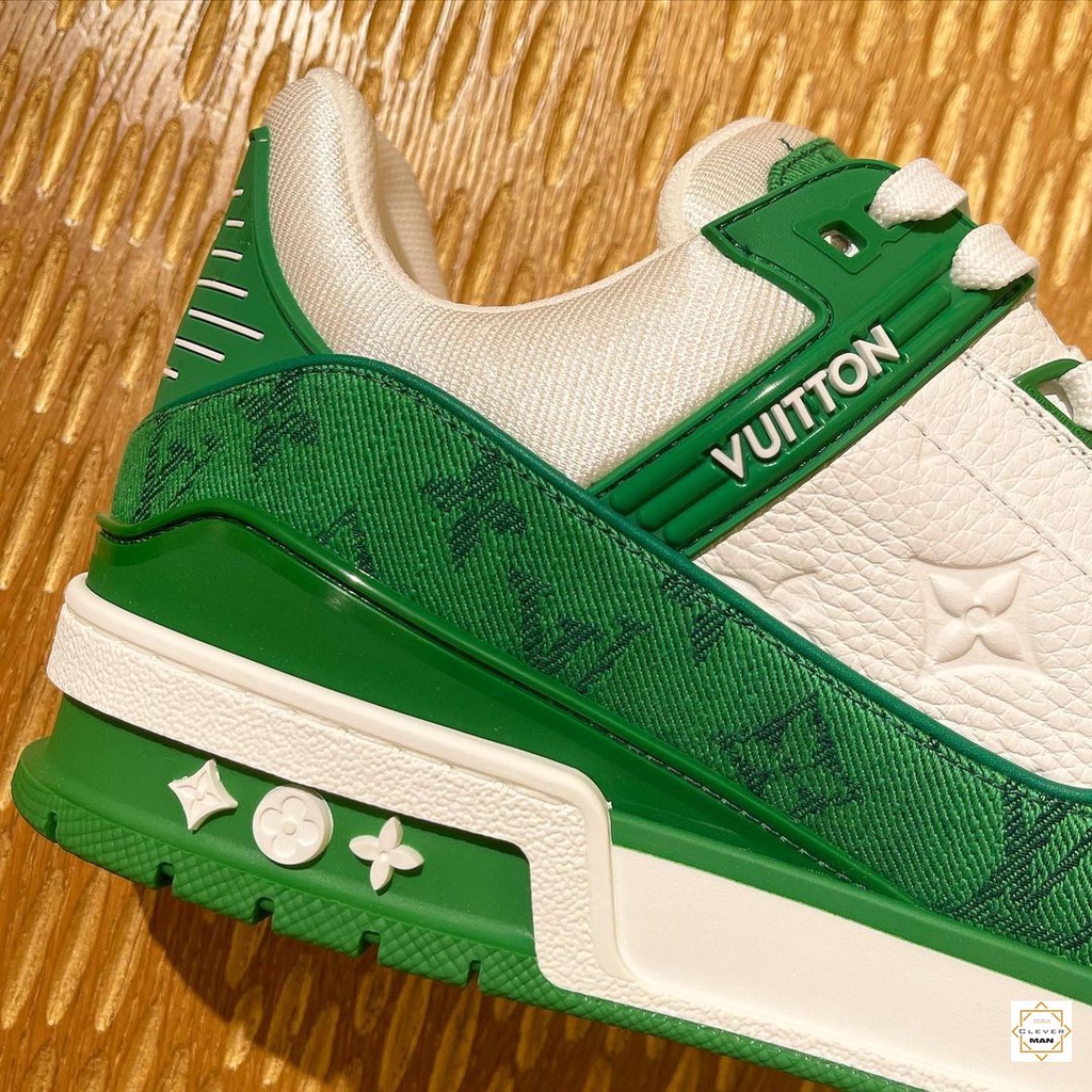 Giày thể thao LV Trainer Green Monogram Denim White Xanh Trắng Cực Phong Cách cho cả nam và nữ Clever Man Store
