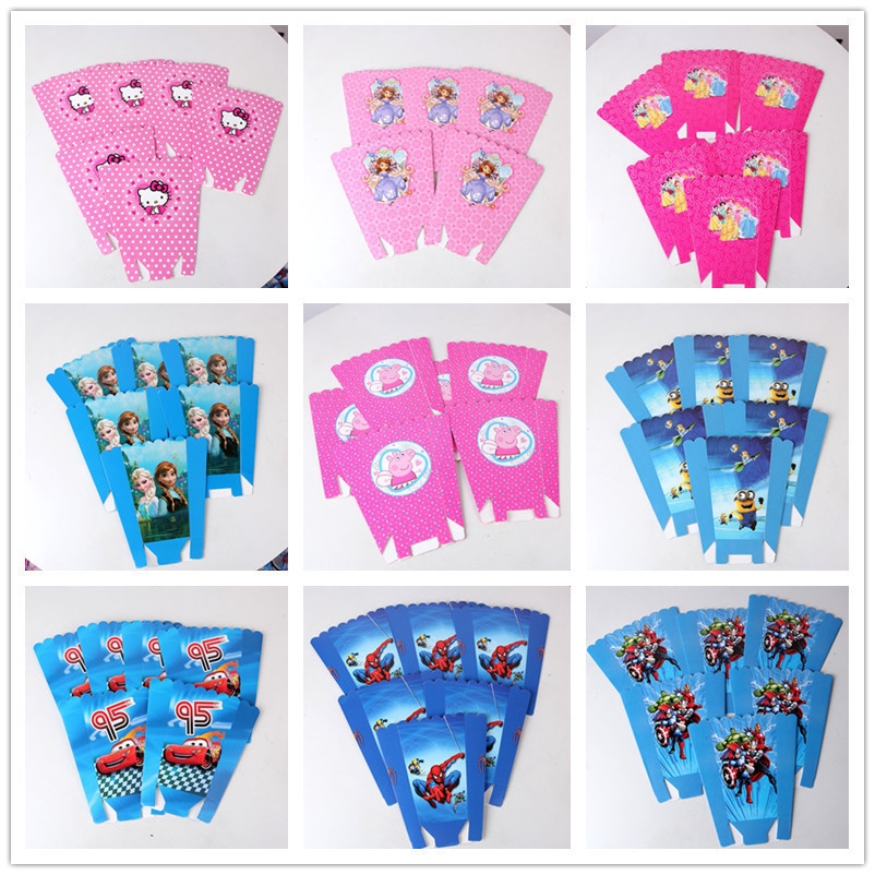 Set 6 hộp đựng bắp rang hình kỳ lân hoạt hình thân thiện với môi trường