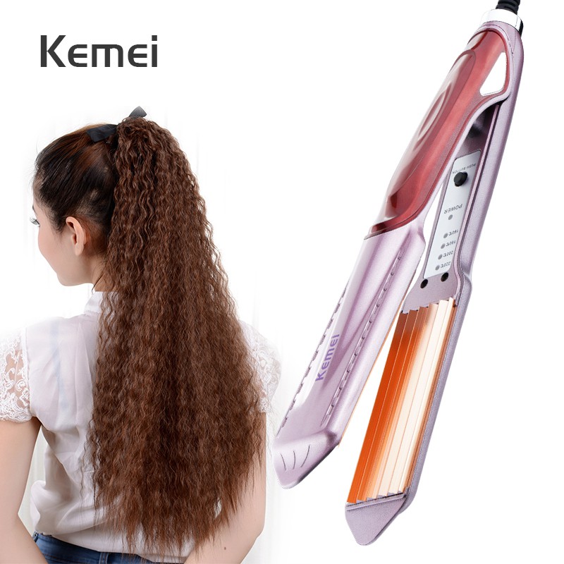 Máy Bấm Tóc Xù Bản Lớn Chỉnh Nhiệt Kemei Km 473