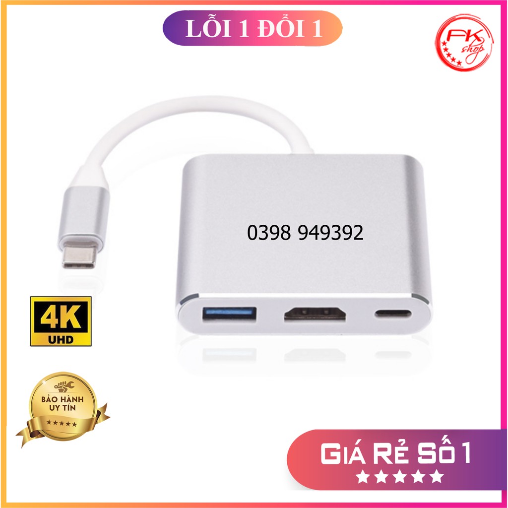 [HÀNG CAO CẤP] Cáp chuyển đổi Usb type C sang HDMI - OTG - hỗ trợ sạc, cổng usb, cực ít độ trễ