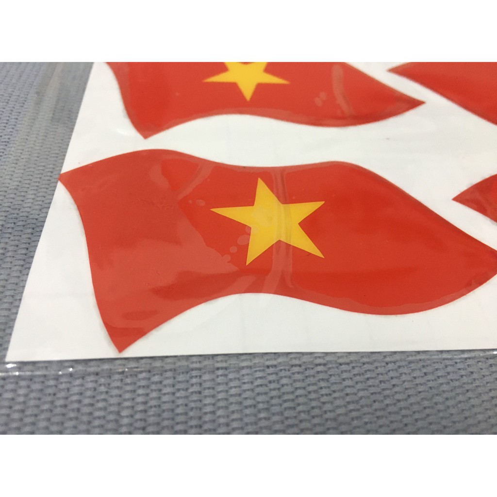 [VIỆT NAM VÔ ĐỊCH] Trọn bộ 10 tem DÁN XE MÁY lá cờ VIỆT NAM, tem dán xe máy hình lá cờ VIỆT NAM phũ lớp nhựa dẻo