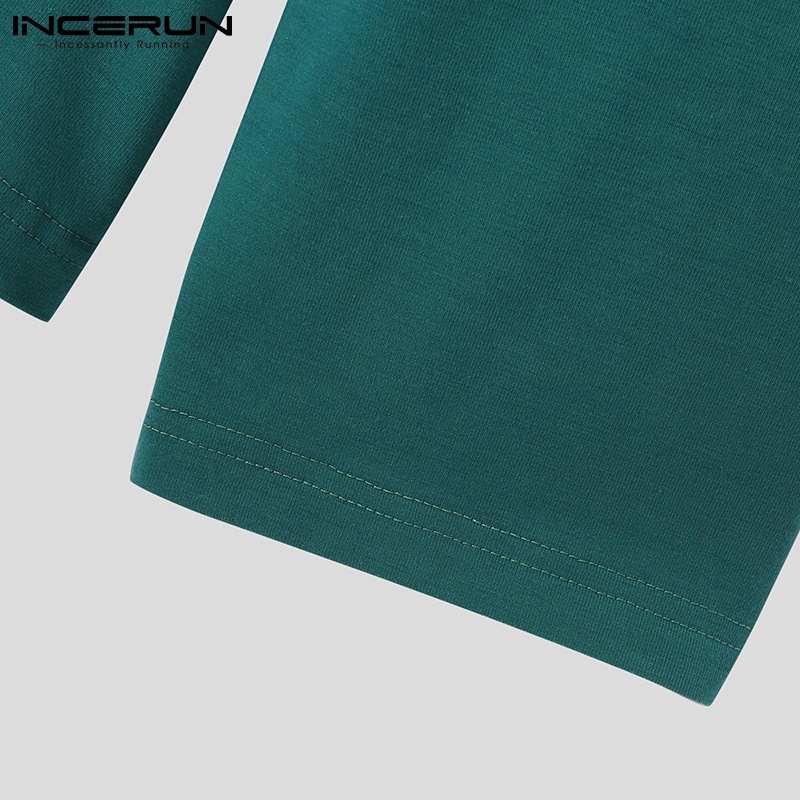 Áo sơ mi INCERUN tay dài dáng rộng thoải mái màu trơn cài khuy cho nam