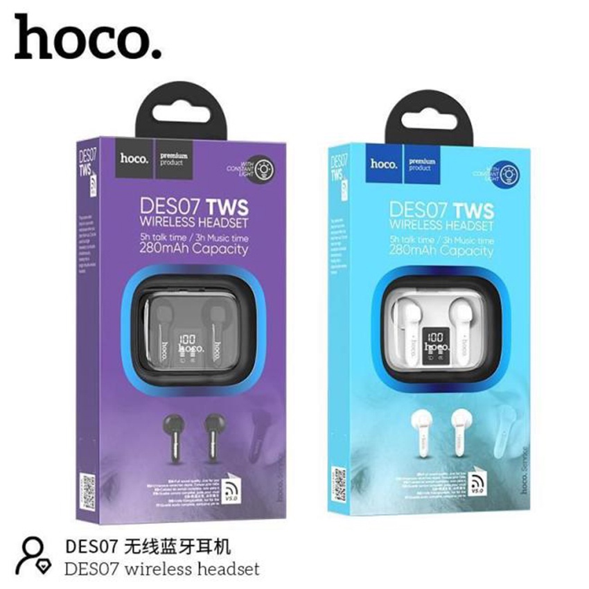 Tai Nghe Bluetooth nhét tai Hoco DES07 chính hãng kết nối chuẩn TWS 5.1 Cảm Biến hỗ trợ sạc không dây bảo hành 12 THÁNG