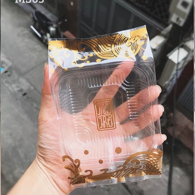 Túi đựng bánh trung thu 150g, khay túi bánh trung thu mẫu Sóng