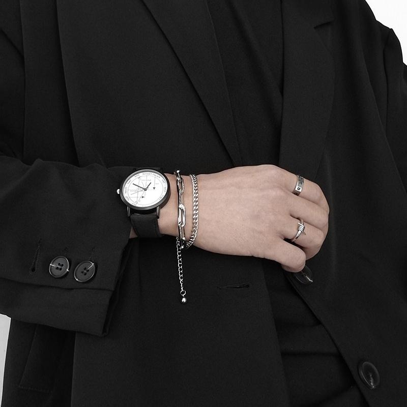 Vòng Tay Thép Titan Hai Lớp Phong Cách Hiphop Cá Tính