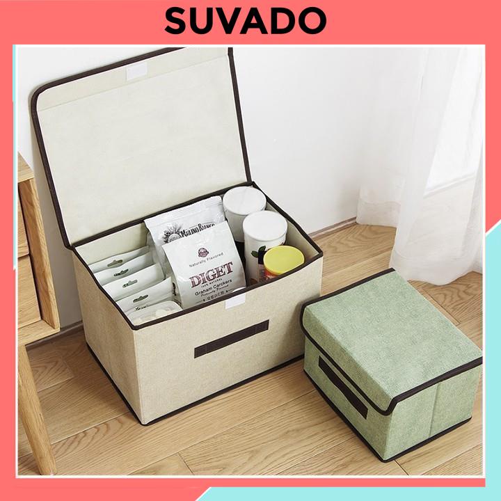 Hộp vải đựng đồ gấp gọn thùng đựng quần áo đồ lót đồ chơi đa năng bằng vải cứng, có nắp đậy HV01 SUVADO