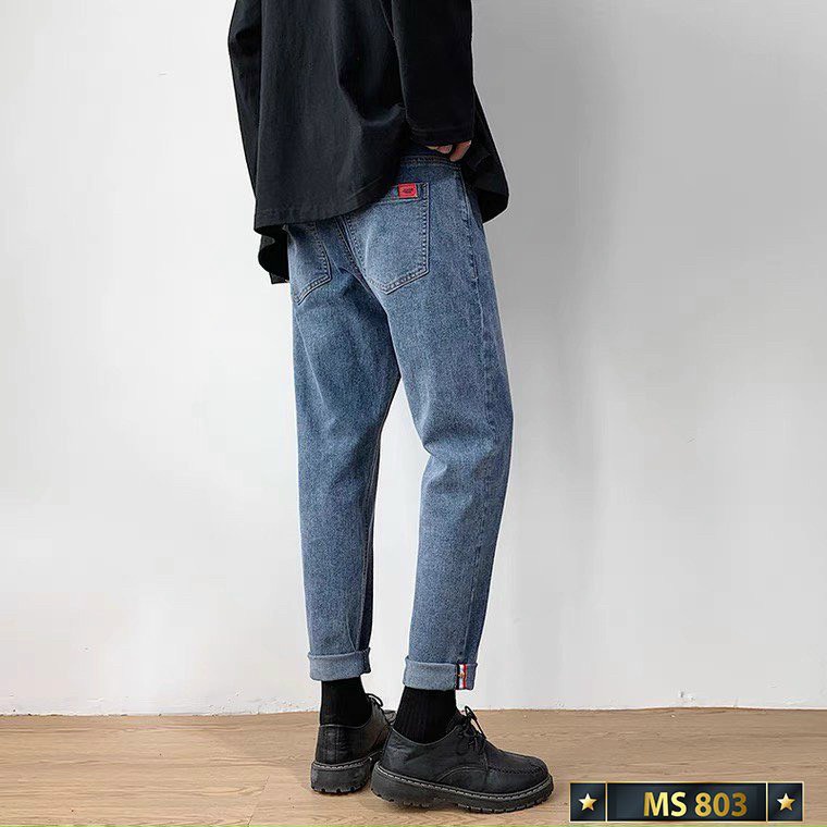 Quần jean nam baggy ống suông rộng - quần bò nam đen dáng đứng vải jeans cao cấp hottrend 2022 J805