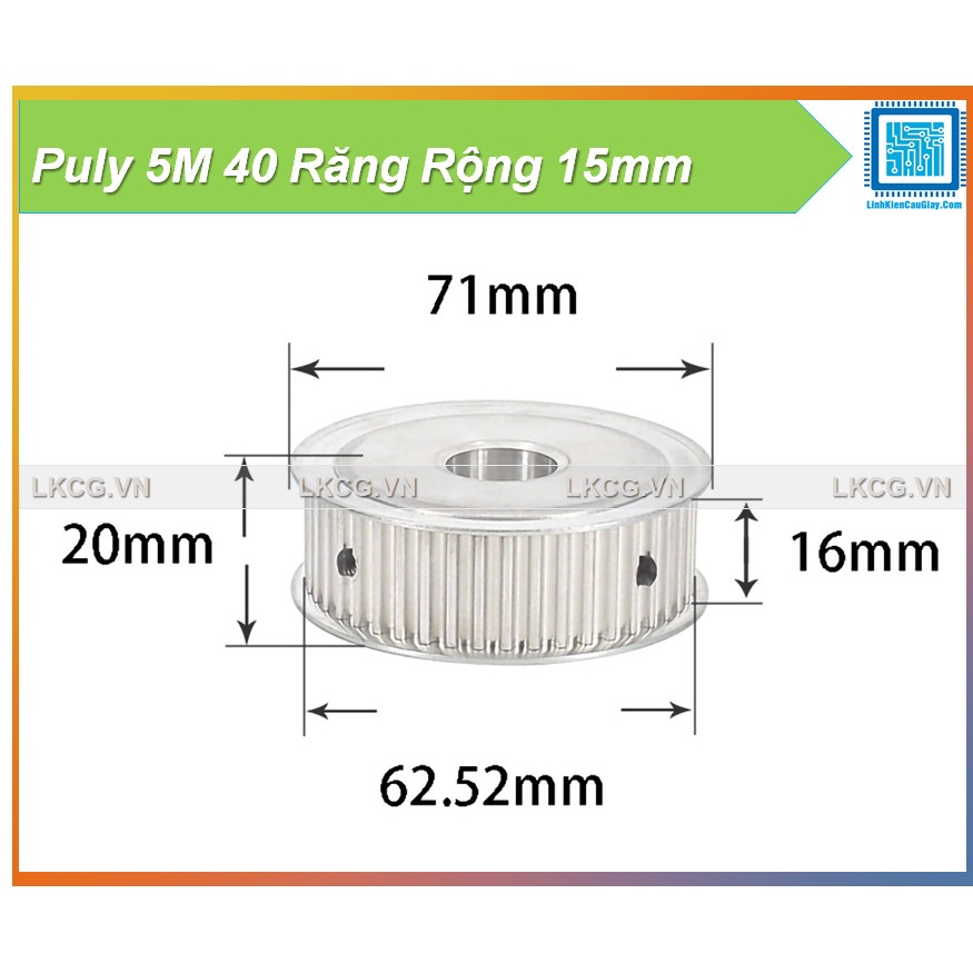 Puly 5M 40 Răng Rộng 16mm Trục tùy chọn