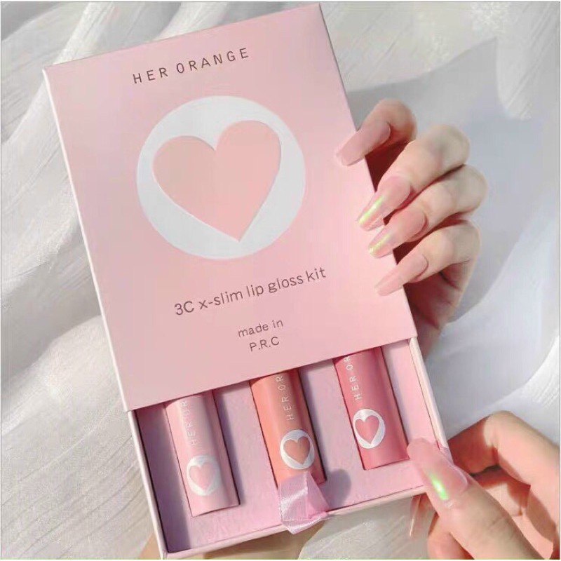 Set son 3 Cây HerOrange Trái tim 3C x-slim lip gloss kit