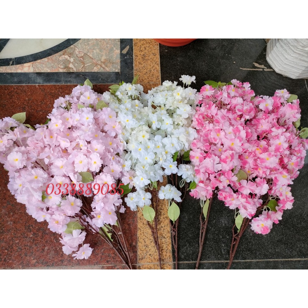 Cành Hoa Anh Đào lụa (giả) dài 105cm hàng dày đẹp, sẵn kho ạ (Ảnh thật)