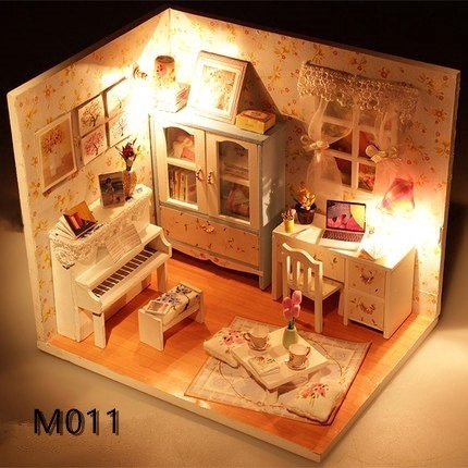 Creative DIY Doll House Furniture 3D Wooden Dollhouse Toys for Children Birthday Gifts M011