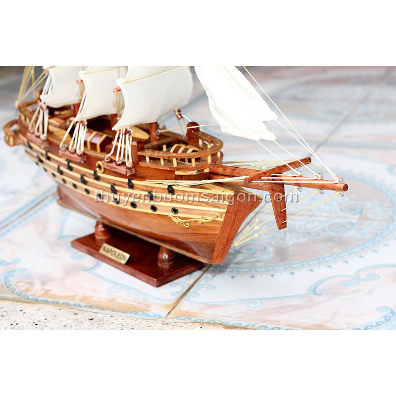 Mô hình thuyền buồm gỗ phong thủy thuyền gỗ trang trí nhà cửa Napoleon dài 55cm