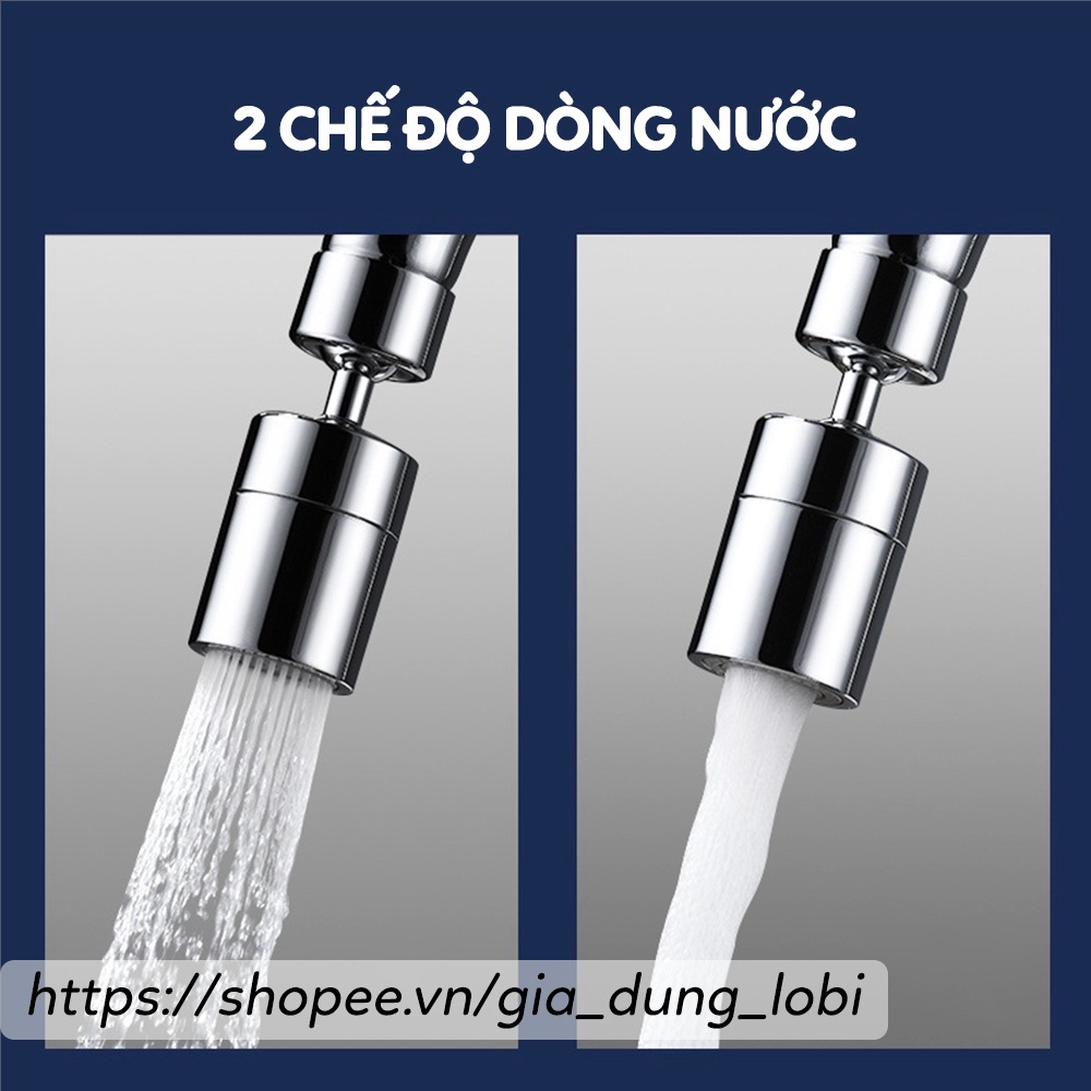 Đầu nối vòi nước phi 24/22mm Đầu vòi rửa bát xoay 720 độ thông minh gắn chậu lavabo bồn rửa mặt bồn rửa bát