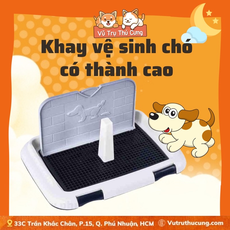 Khay vệ sinh cho Chó có thành cao, kèm trụ tè, Đồ đi vệ sinh cho chó