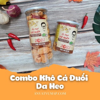 [ANVATVUMAP - NHÀ LÀM 100%] COMBO Khô Cá Đuối - Da Heo Muối Tôm Tỏi Cay Siêu Ngon