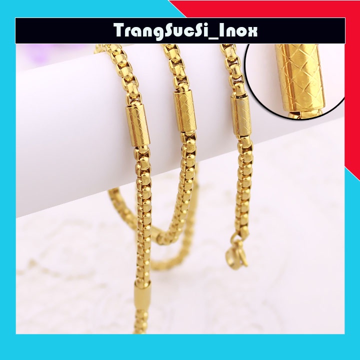 Sỉ Dây chuyền inox kiểu ống trúc 4mm mạ vàng siêu đẹp, bền màu - Phù hợp cho cả nam và nữ