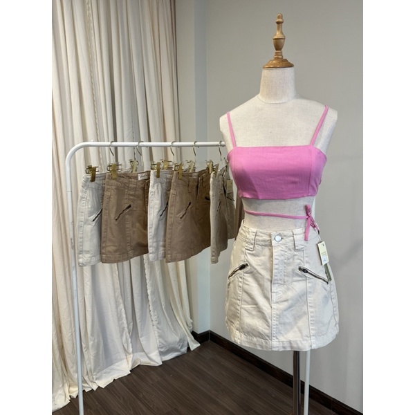 beachclub-Váy kaki dây kéo