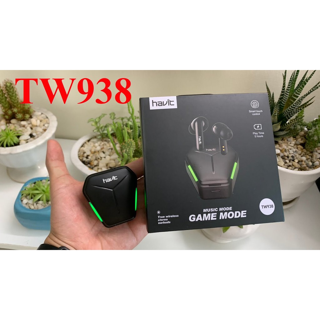 Tai Nghe Gaming True Wireless Havit TW938, Độ Trễ 50Ms, Bluetooth 5.0, Pin 5h, Chạm Cảm