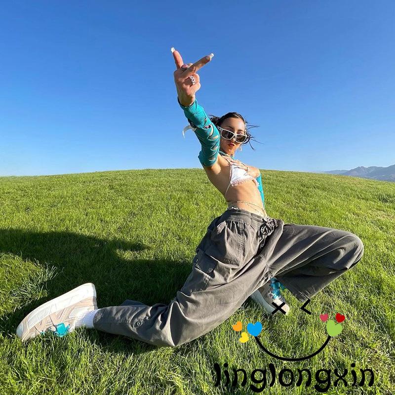 Quần Baggy Baggy Linglongxi2 Y2k Lưng Thấp Dáng Rộng Phong Cách Harajuku Đường Phố Cho Nữ