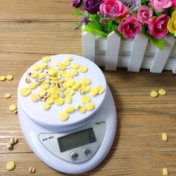 Cân điện tử để bàn, cân nhà bếp KITCHEN SCALE MAX 5kg (Trắng)