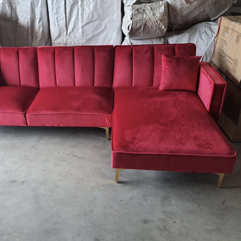 ghế sofa góc L giường nằm giá rẻ hàng nhập khẩu cao cấp vải nhung mịn khung gỗ chân thép chắc chắn Trường Mai Sài Gòn