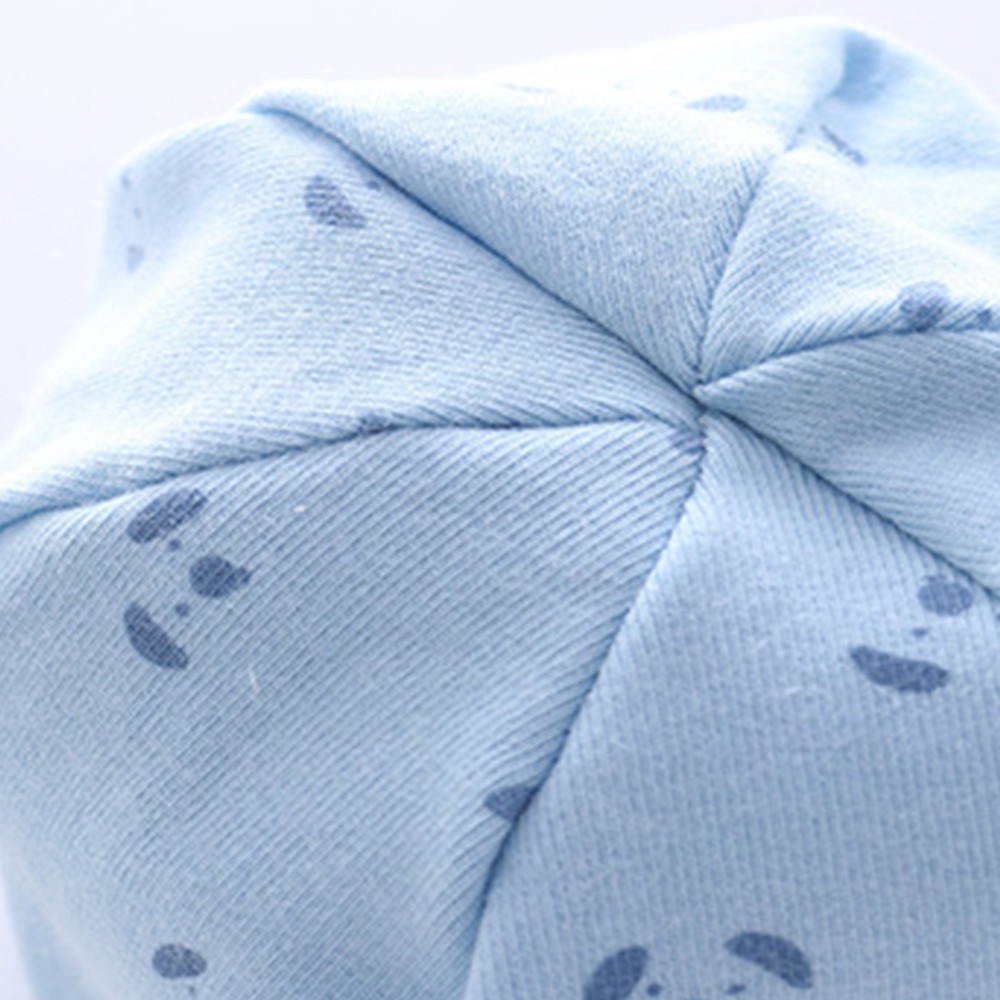 Mũ cotton in họa tiết chấm bi cho bé sơ sinh 0-3 tháng tuổi