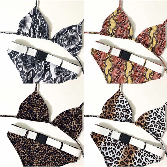 [BKN744] &lt;ÂU&gt; SET BIKINI HOẠ TIÊT DA THÚ KÈM BELT (CẠP CAO)