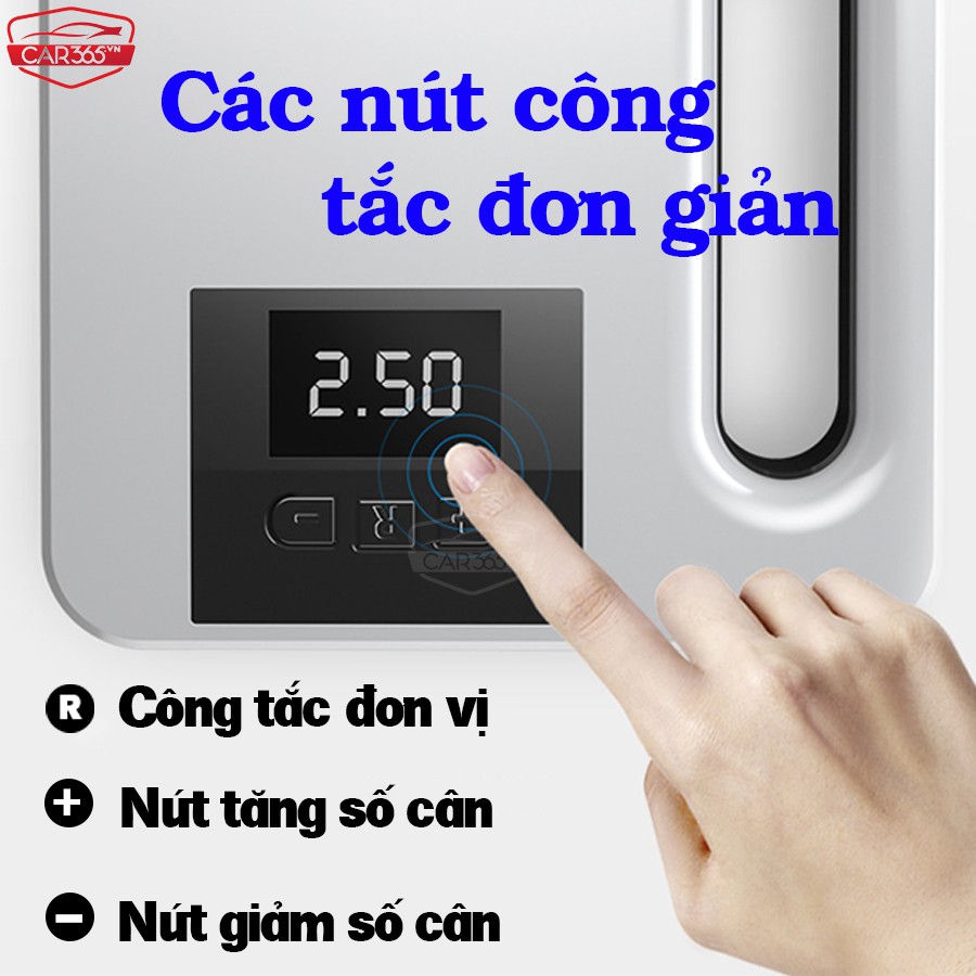 Máy bơm lốp xe ô tô điện tử thông minh tự ngắt CAR365VN cao cấp màn LCD - Thiết kế nhỏ gọn