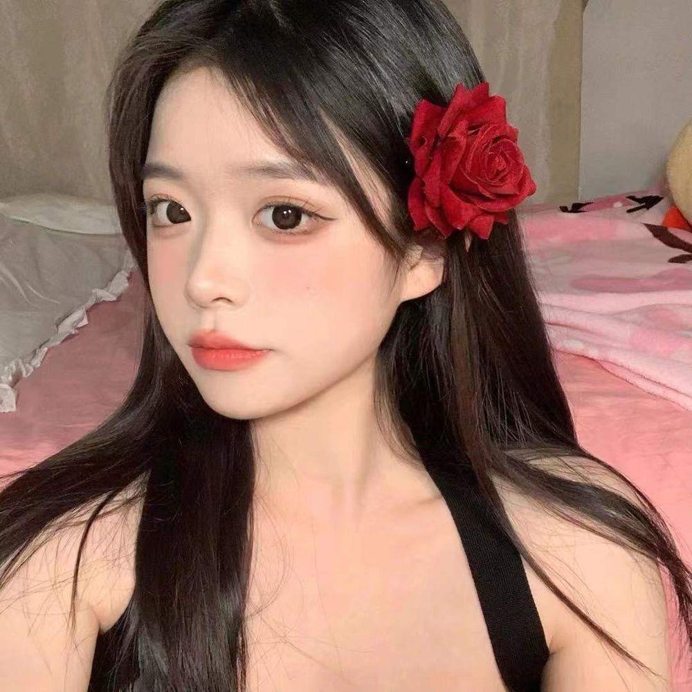 Kẹp Tóc Hình Hoa Hồng Lớn Phong Cách Punk Cổ Điển 2 Cái Cho Nữ