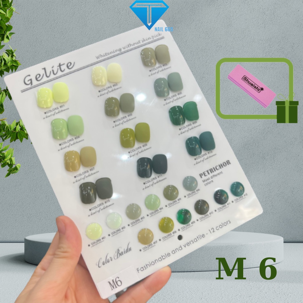 Sơn móng tay chân nail màu đẹp , Sét sơn gel 12 màu bóng bền tặng bảng màu chính hãng