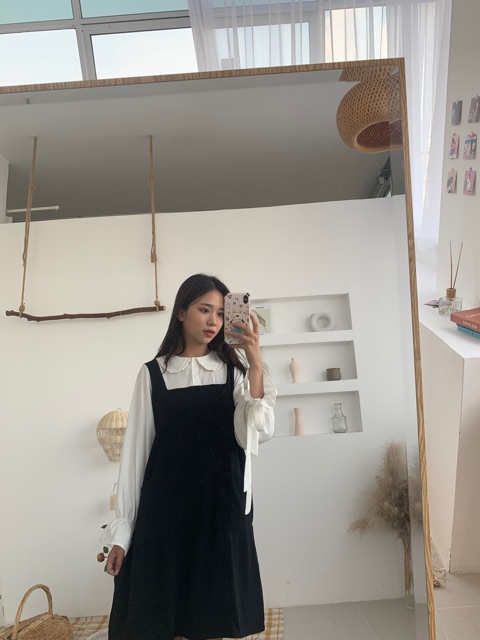 Đầm - váy dáng suông thắt nơ tay 2 màu
